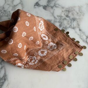 Brown Bandana with White Floral Pattern